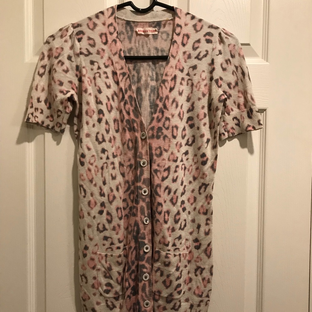 Rebecca Taylor Pink Leopard Print Sweater